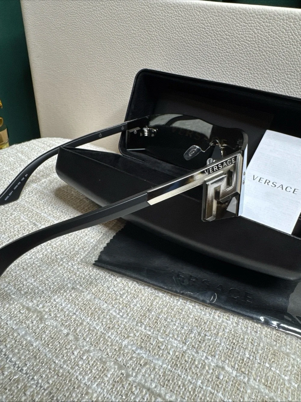 Versace Silver Shield Sunglasses with Mirrored Lens